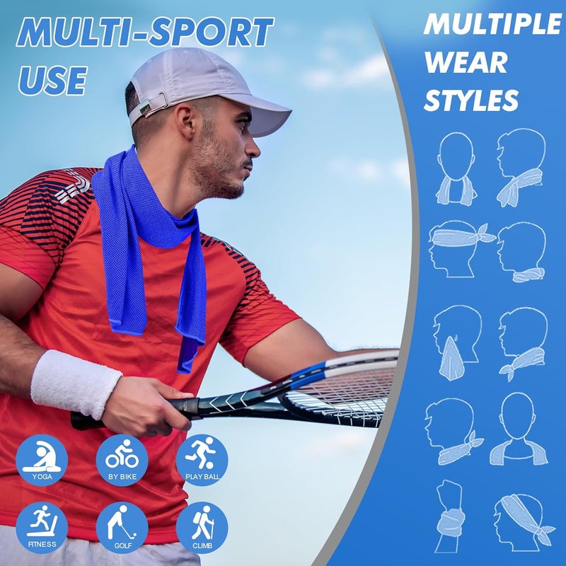 CASITE Cooling Towels for Neck and Face - 4 Pack 47x12 Inch Ice Cold Microfiber Towels, Soft & Breathable Cooling Towel for Hot Weather, Sports, Yoga, Workout, Running, Golf, Camping - Image 3